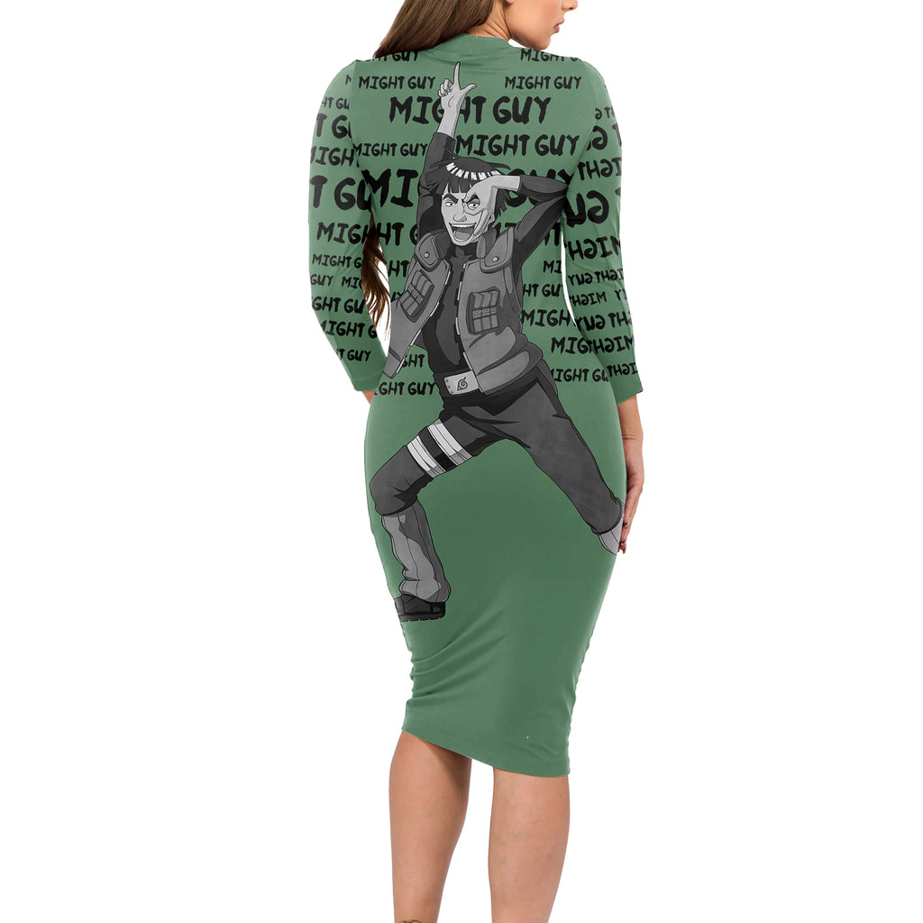 Might Guy - Style Manga Long Sleeve Bodycon Dress