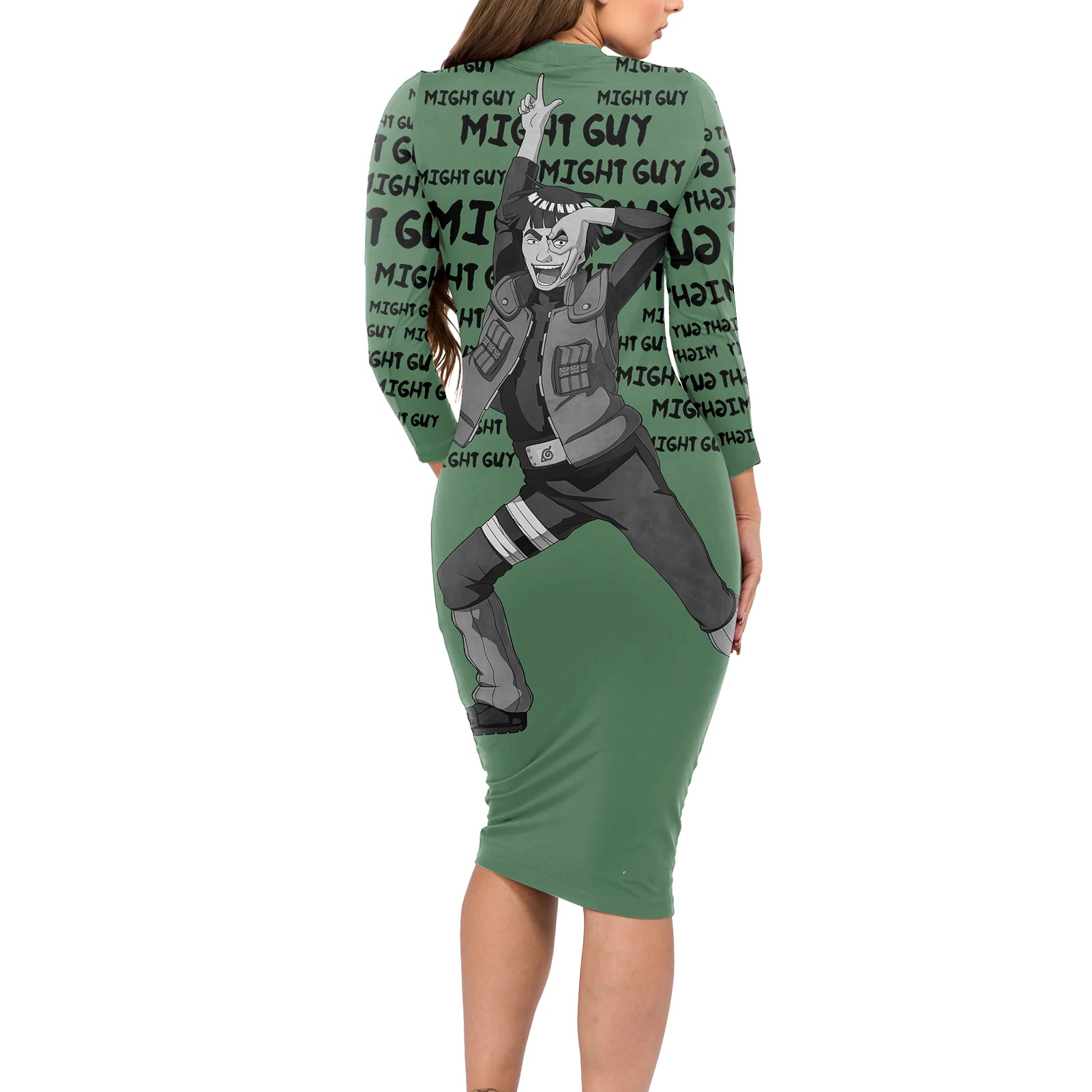 Might Guy - Style Manga Long Sleeve Bodycon Dress