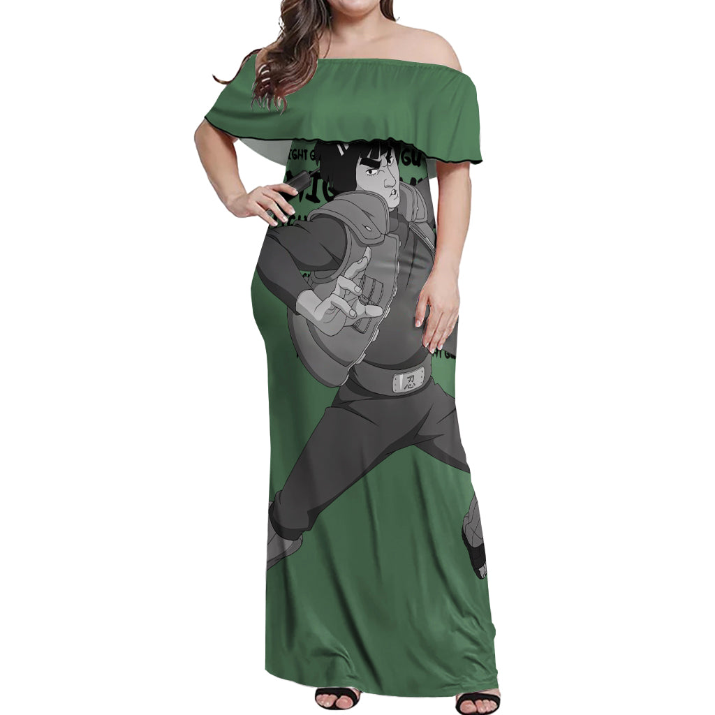 Might Guy - Style Manga Off Shoulder Maxi Dress
