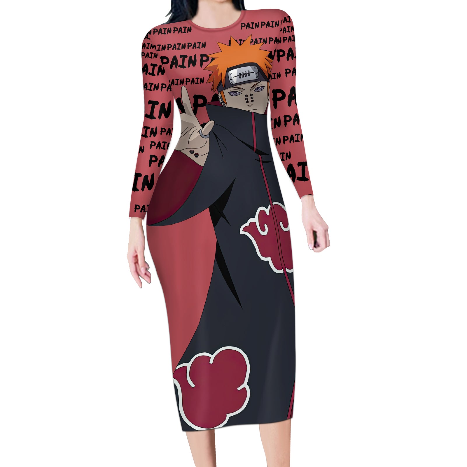 Pain - Style Manga Long Sleeve Bodycon Dress
