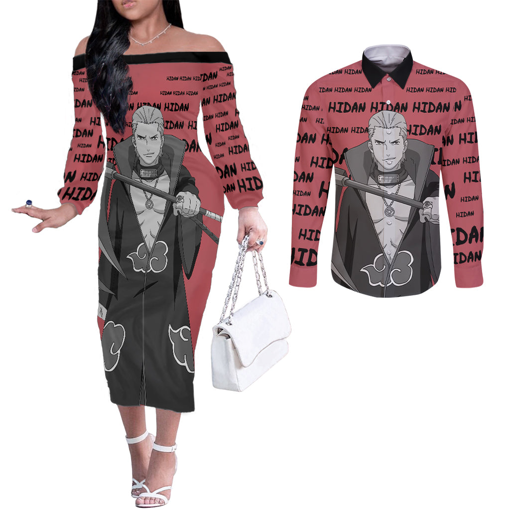 Hidan - Style Manga Couples Matching Off The Shoulder Long Sleeve Dress and Long Sleeve Button Shirt