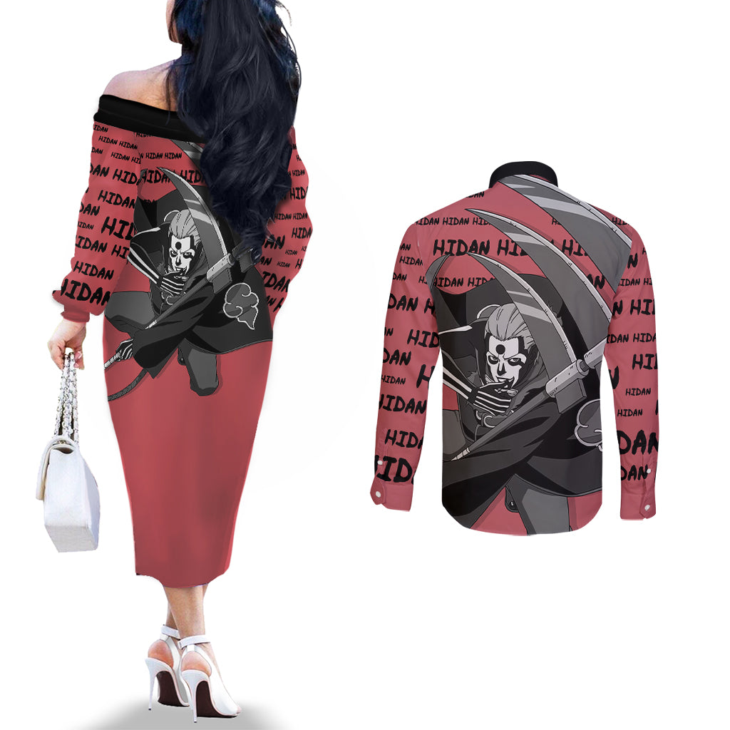 Hidan - Style Manga Couples Matching Off The Shoulder Long Sleeve Dress and Long Sleeve Button Shirt