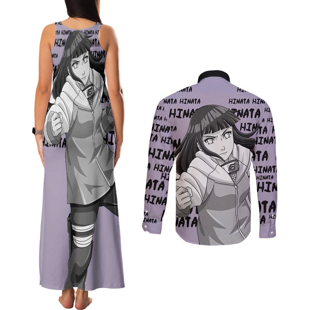 Hinata Hyuga - Style Manga Couples Matching Tank Maxi Dress and Long Sleeve Button Shirt
