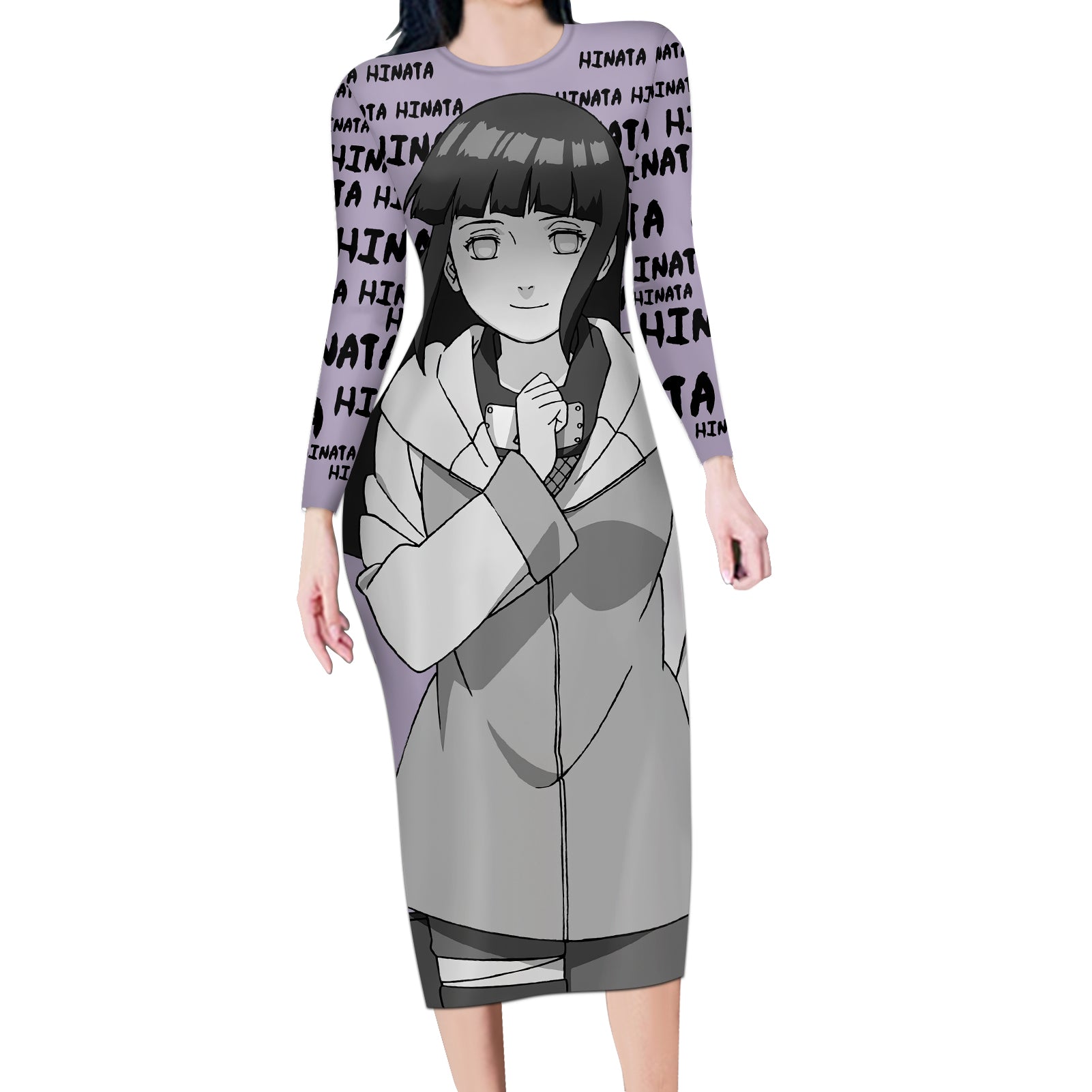 Hinata Hyuga - Style Manga Long Sleeve Bodycon Dress