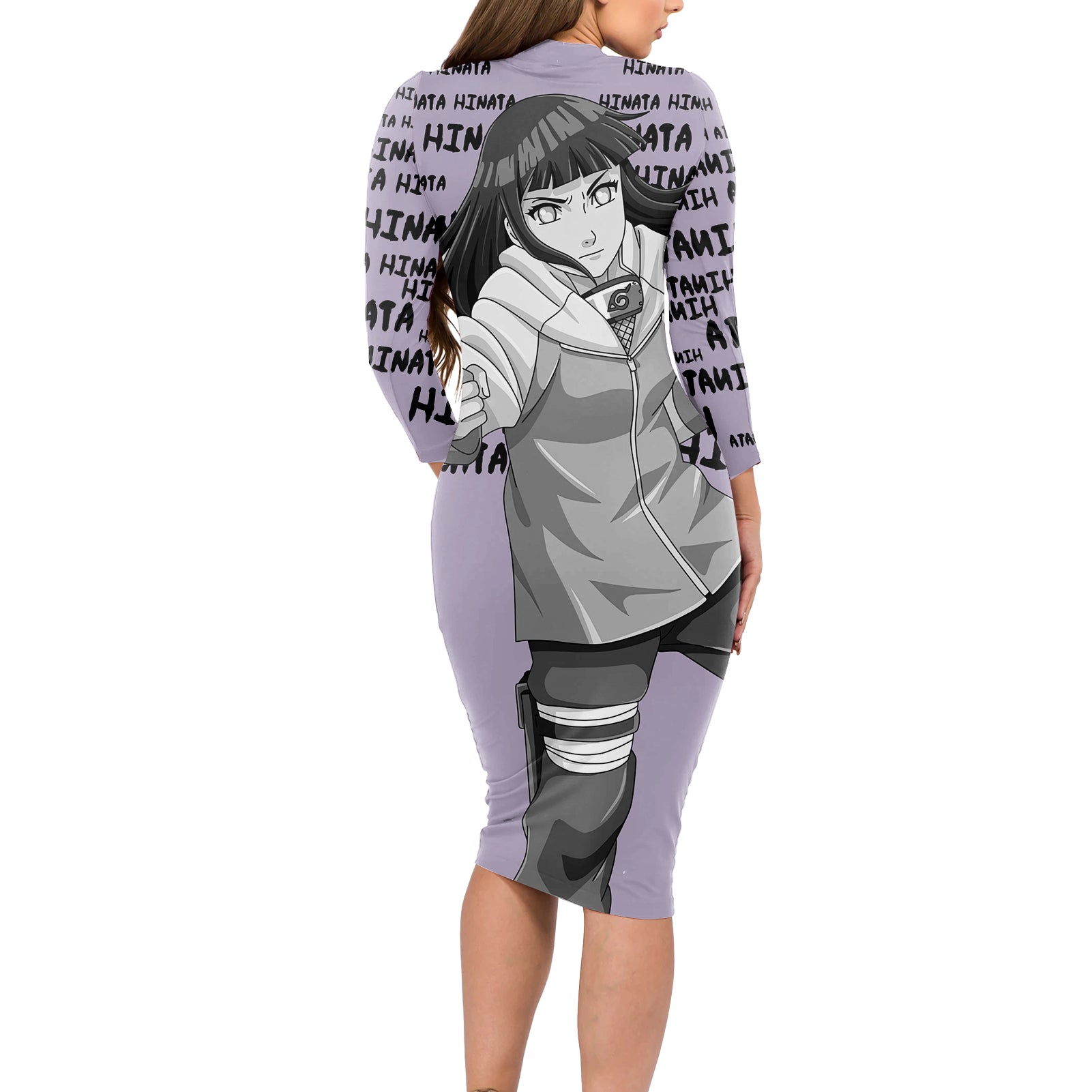 Hinata Hyuga - Style Manga Long Sleeve Bodycon Dress