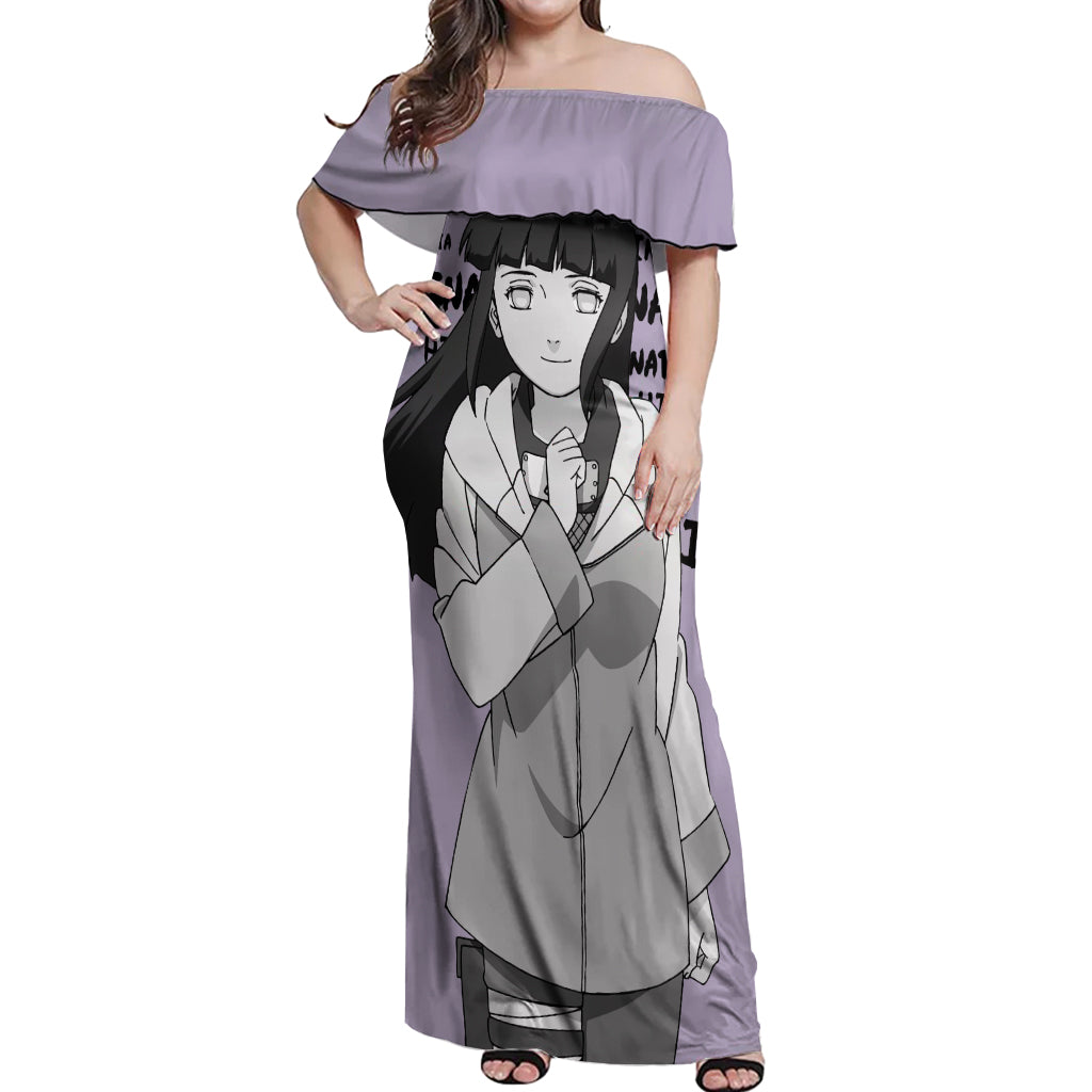 Hinata Hyuga - Style Manga Off Shoulder Maxi Dress