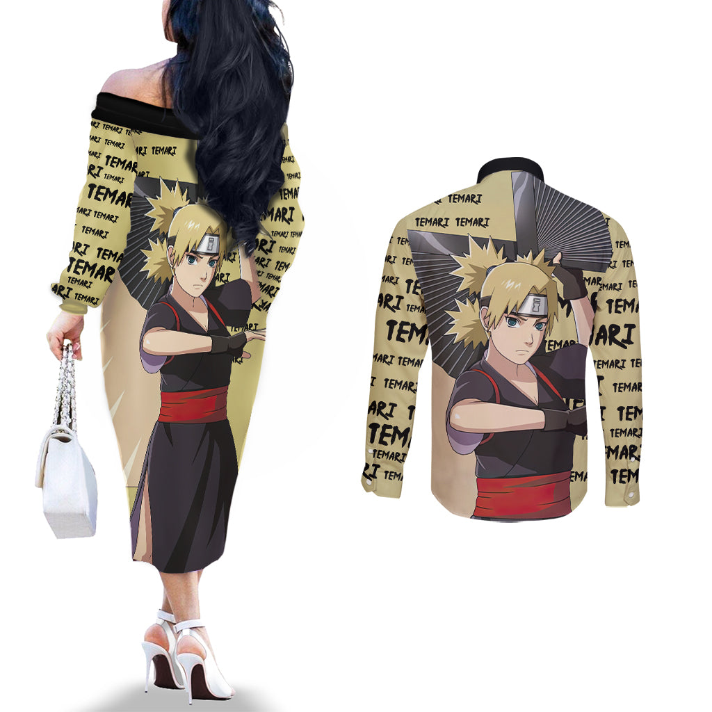 Temari - Style Manga Couples Matching Off The Shoulder Long Sleeve Dress and Long Sleeve Button Shirt