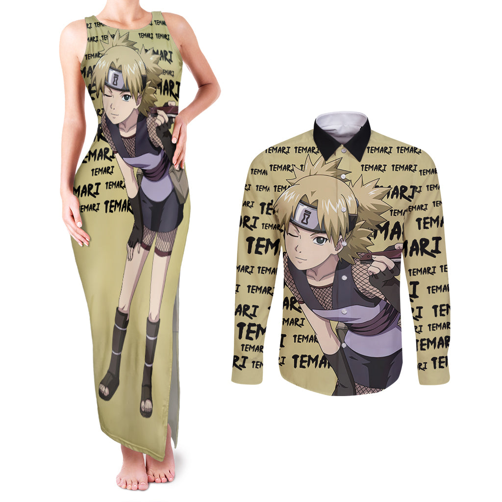Temari - Style Manga Couples Matching Tank Maxi Dress and Long Sleeve Button Shirt