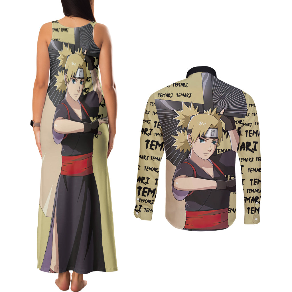 Temari - Style Manga Couples Matching Tank Maxi Dress and Long Sleeve Button Shirt