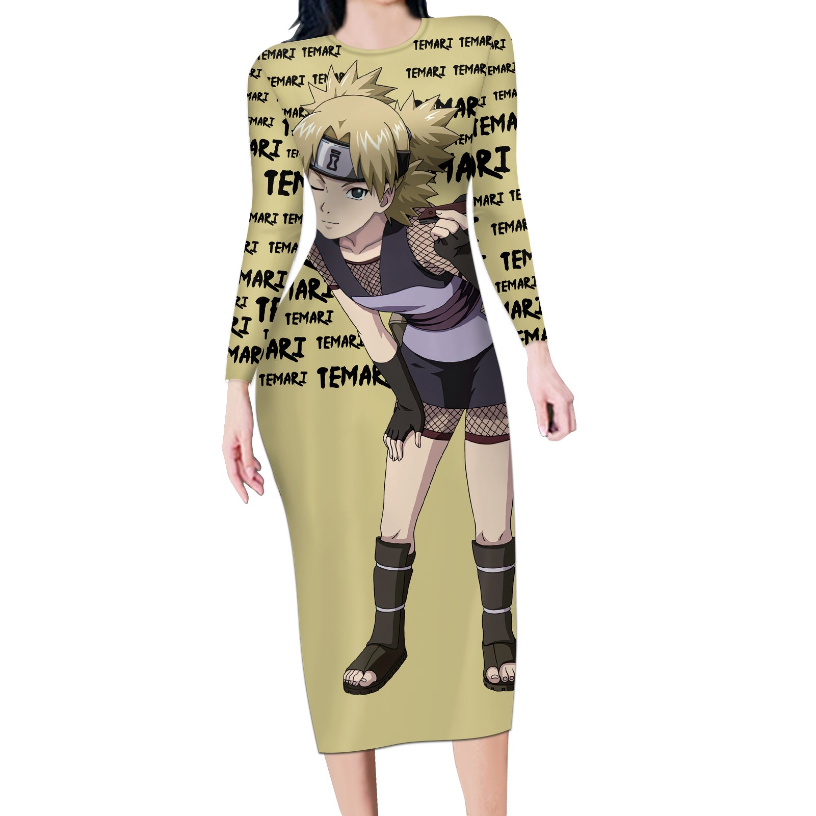 Temari - Style Manga Long Sleeve Bodycon Dress
