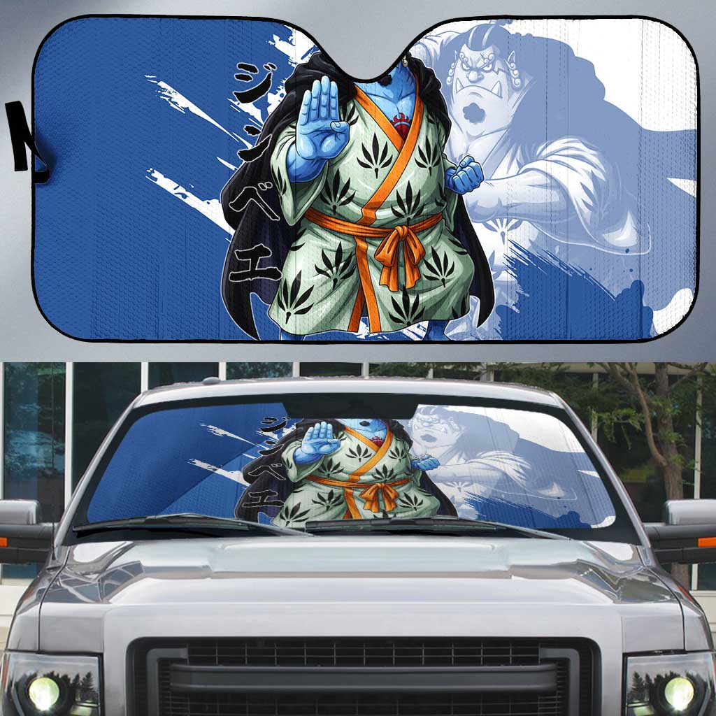 Jinbe One Piece Anime Auto Sun Shade Japanese Samurai Illustration Graphic