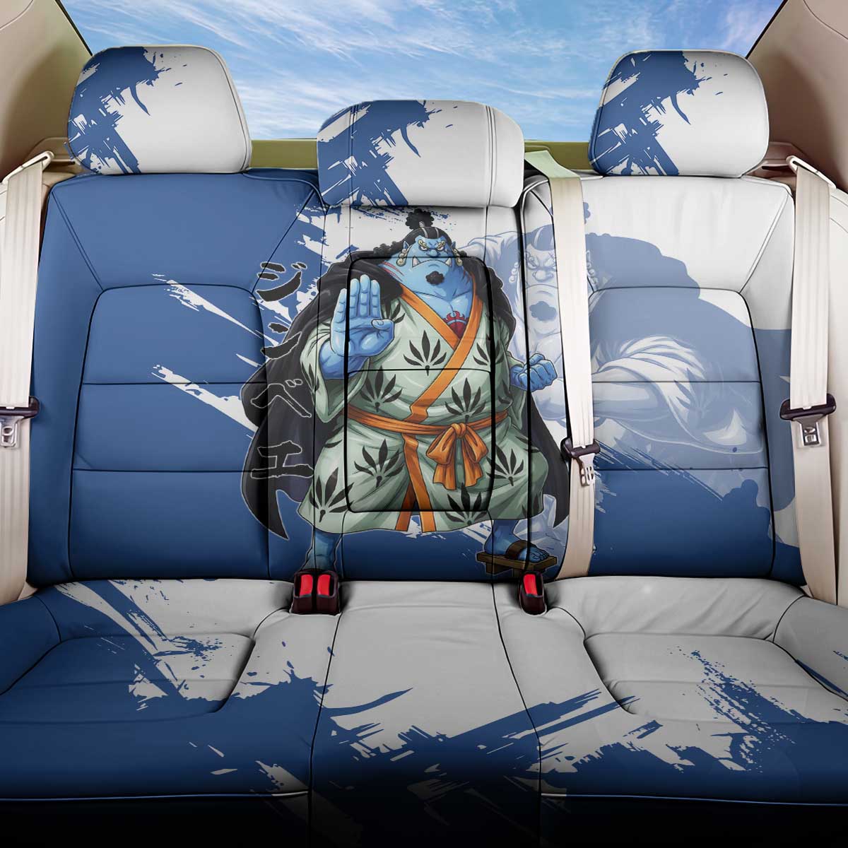 Jinbe One Piece Anime Back Car Seat Cover Japanese Samurai Illustration Graphic