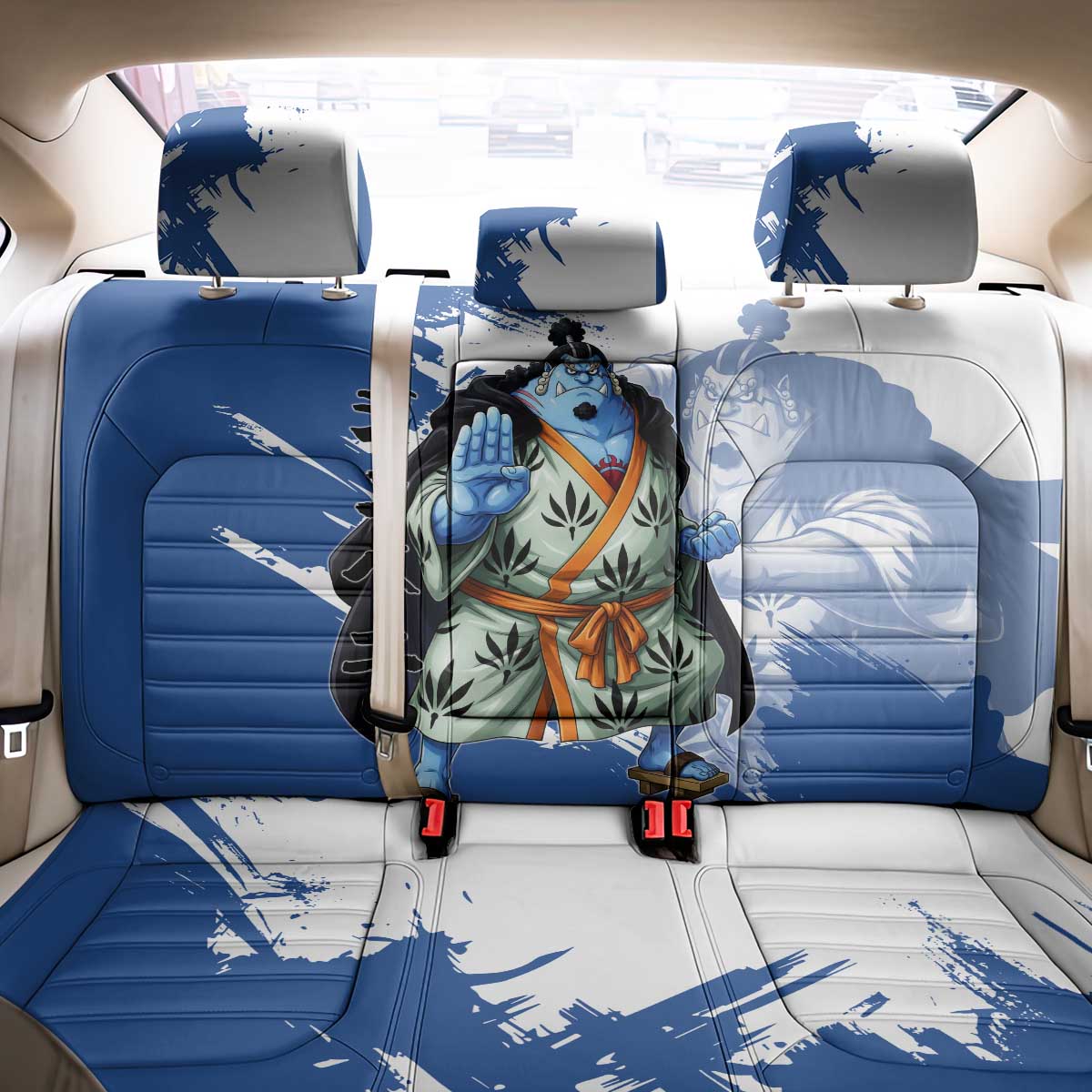 Jinbe One Piece Anime Back Car Seat Cover Japanese Samurai Illustration Graphic
