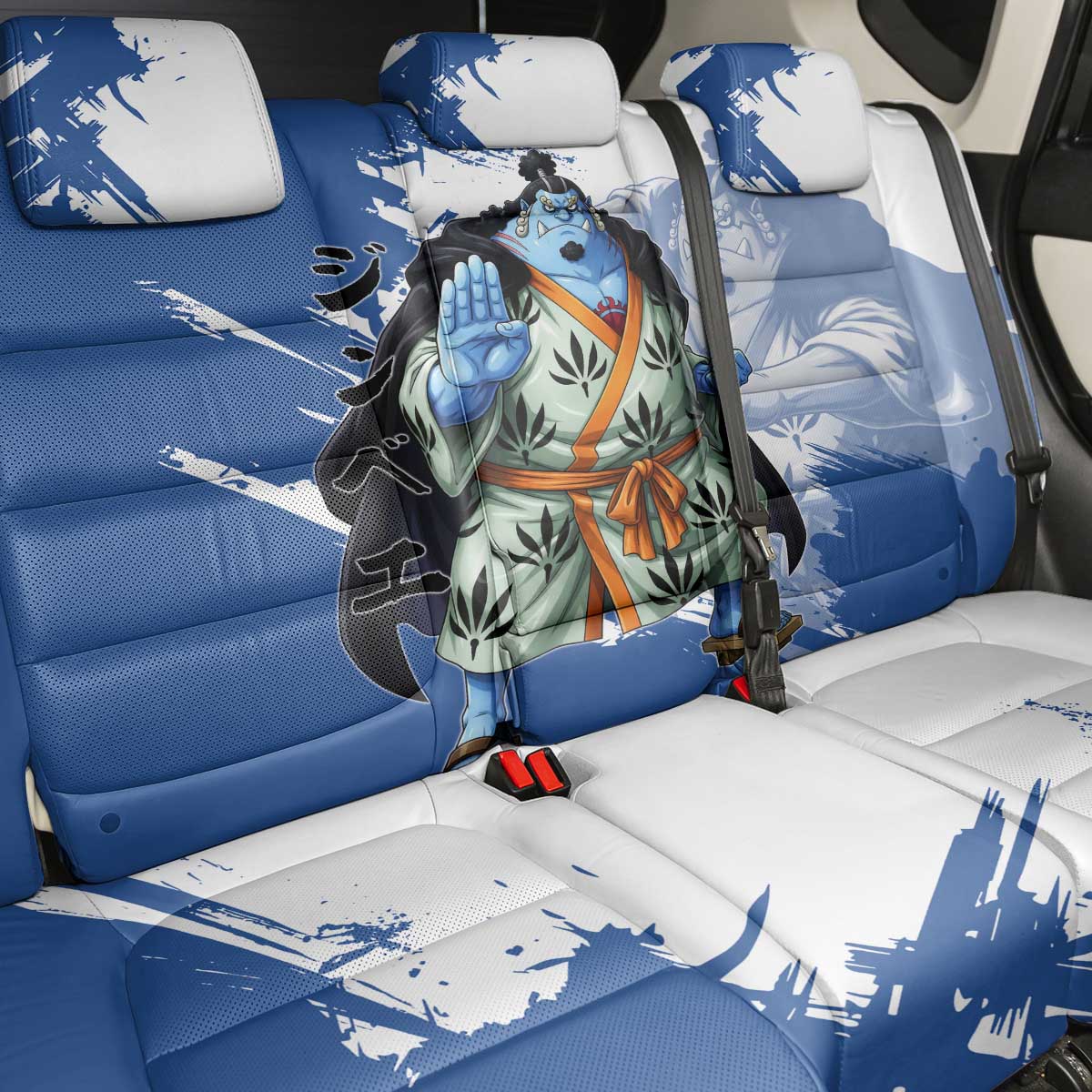 Jinbe One Piece Anime Back Car Seat Cover Japanese Samurai Illustration Graphic