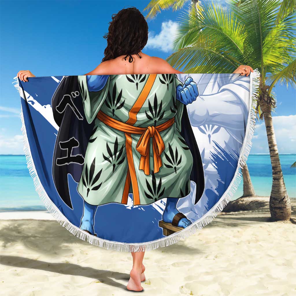 Jinbe One Piece Anime Beach Blanket Japanese Samurai Illustration Graphic