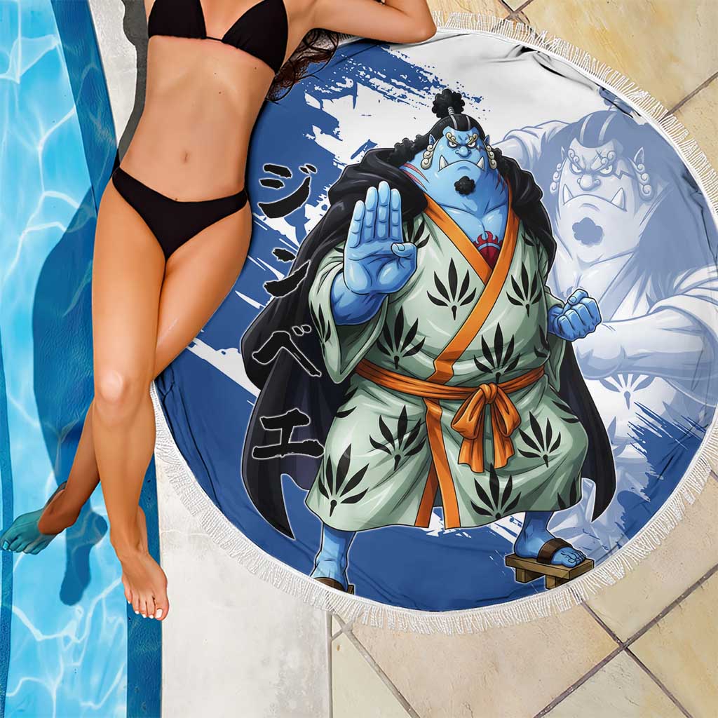 Jinbe One Piece Anime Beach Blanket Japanese Samurai Illustration Graphic