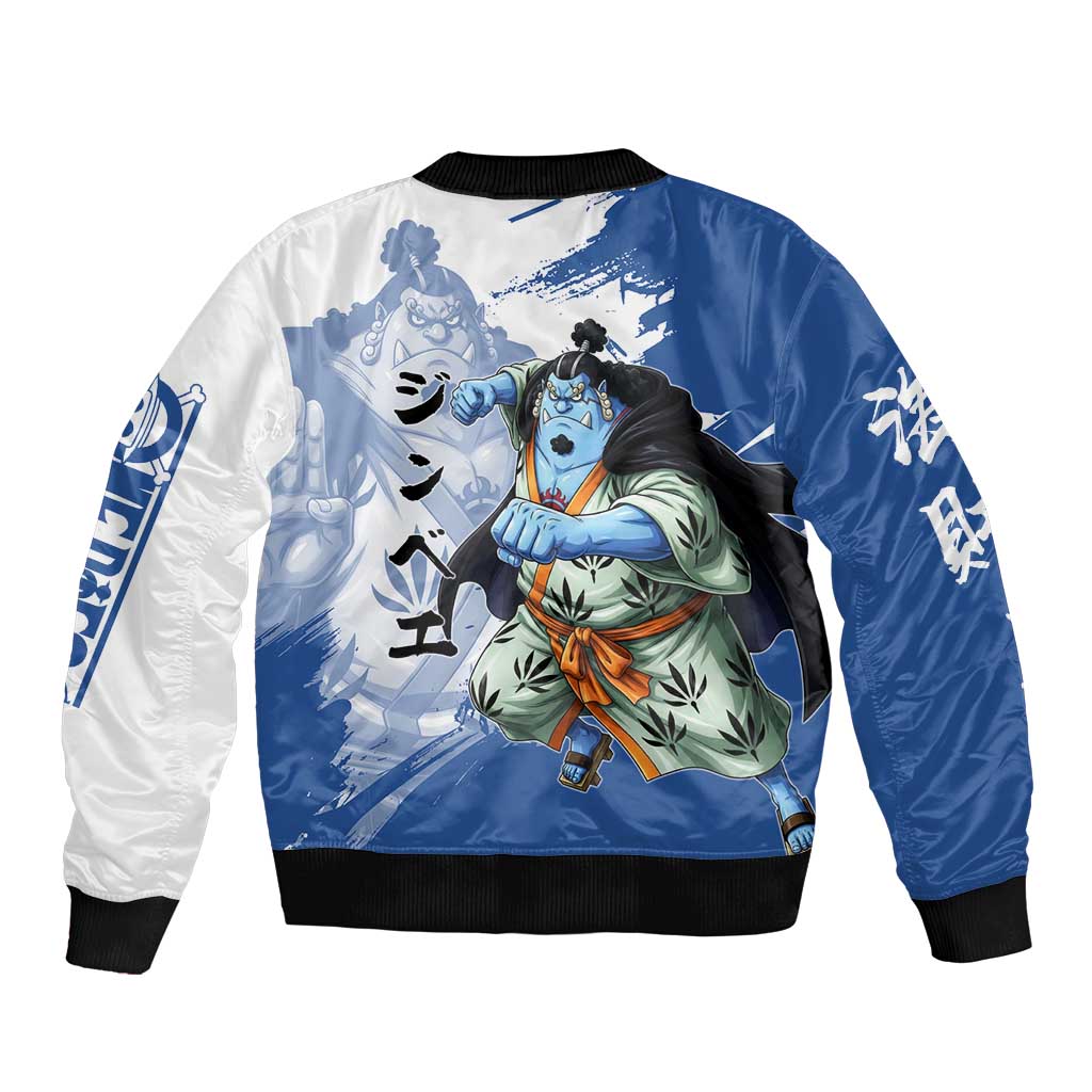 Jinbe One Piece Anime Bomber Jacket Japanese Samurai Illustration Graphic