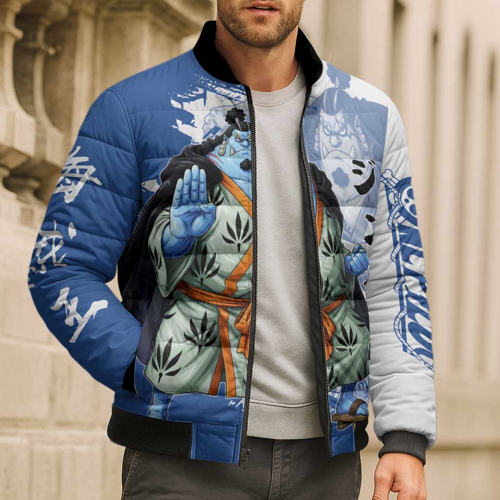 Jinbe One Piece Anime Bomber Puffer Jacket Japanese Samurai Illustration Graphic