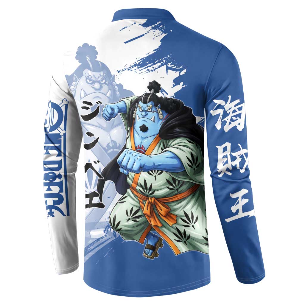 Jinbe One Piece Anime Button Sweatshirt Japanese Samurai Illustration Graphic