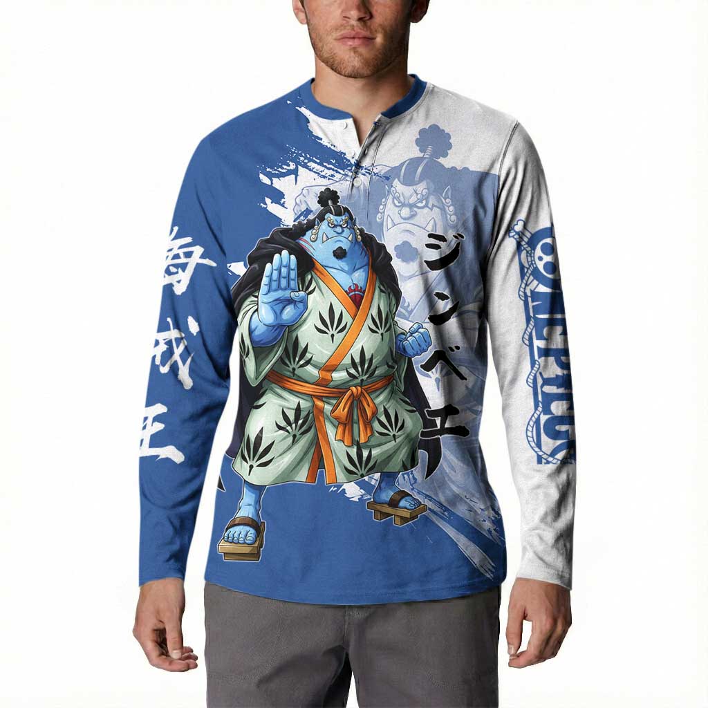 Jinbe One Piece Anime Button Sweatshirt Japanese Samurai Illustration Graphic