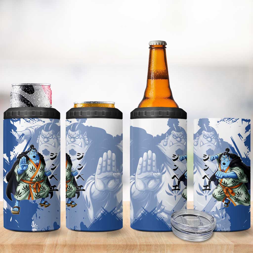 Jinbe One Piece Anime 4 in 1 Can Cooler Tumbler Japanese Samurai Illustration Graphic