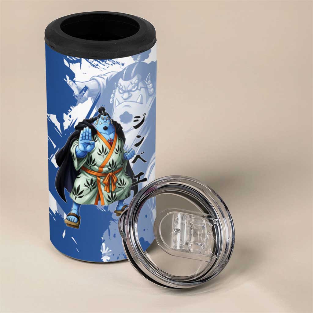 Jinbe One Piece Anime 4 in 1 Can Cooler Tumbler Japanese Samurai Illustration Graphic
