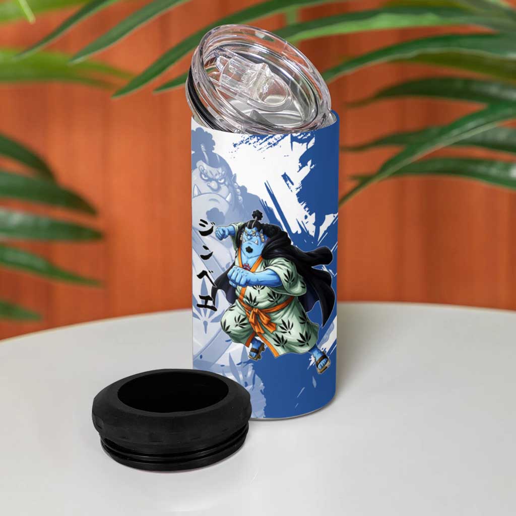 Jinbe One Piece Anime 4 in 1 Can Cooler Tumbler Japanese Samurai Illustration Graphic