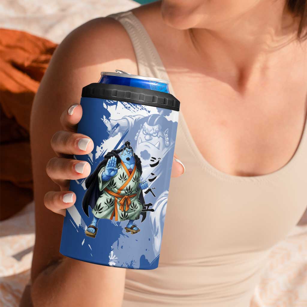 Jinbe One Piece Anime 4 in 1 Can Cooler Tumbler Japanese Samurai Illustration Graphic