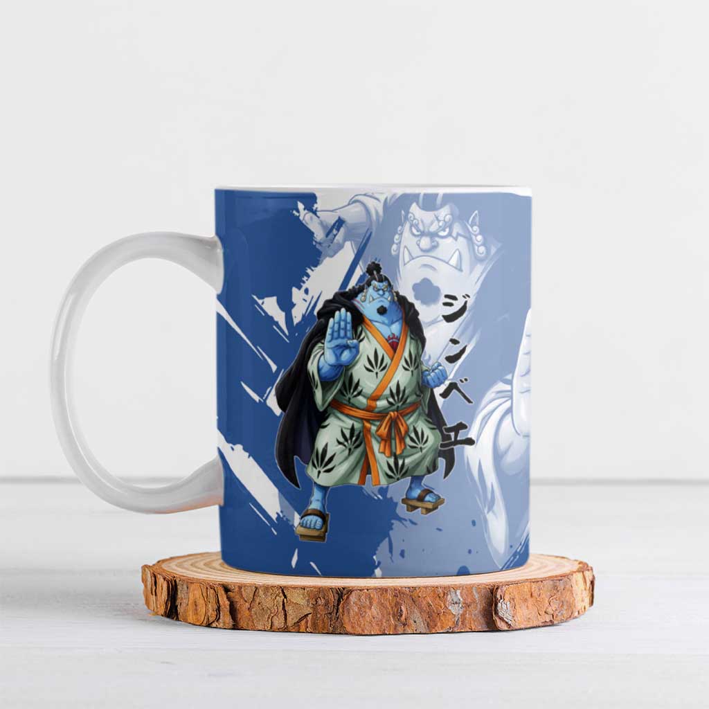 Jinbe One Piece Anime Ceramic Mug Japanese Samurai Illustration Graphic