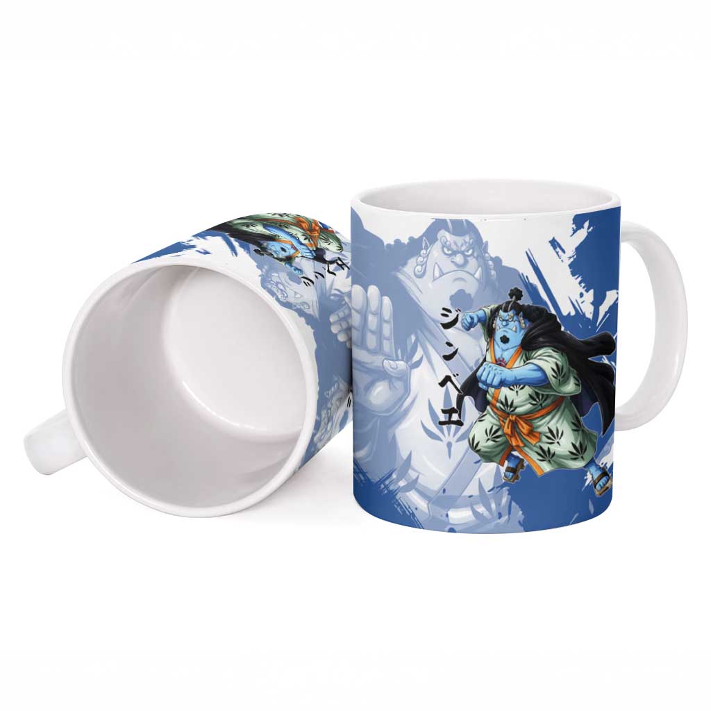 Jinbe One Piece Anime Ceramic Mug Japanese Samurai Illustration Graphic