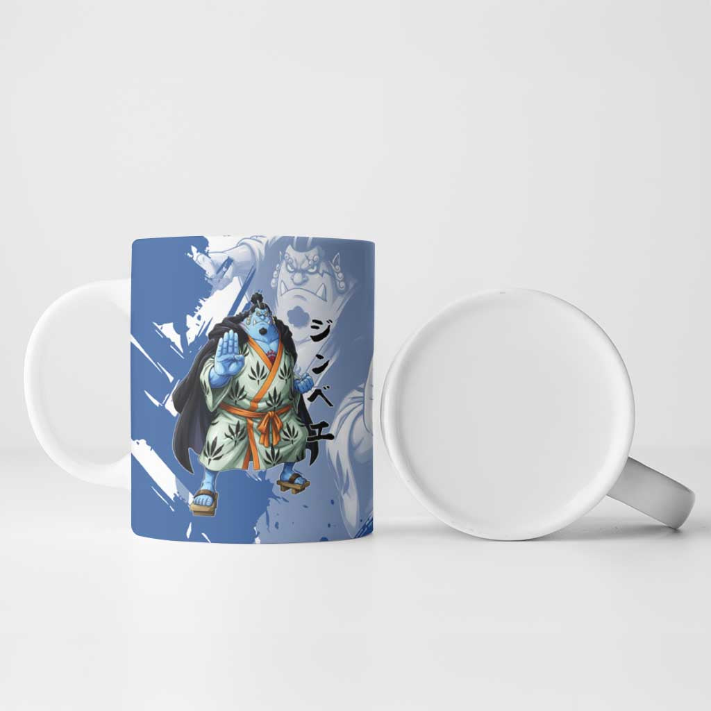 Jinbe One Piece Anime Ceramic Mug Japanese Samurai Illustration Graphic