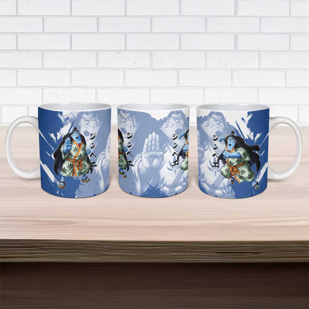 Jinbe One Piece Anime Ceramic Mug Japanese Samurai Illustration Graphic