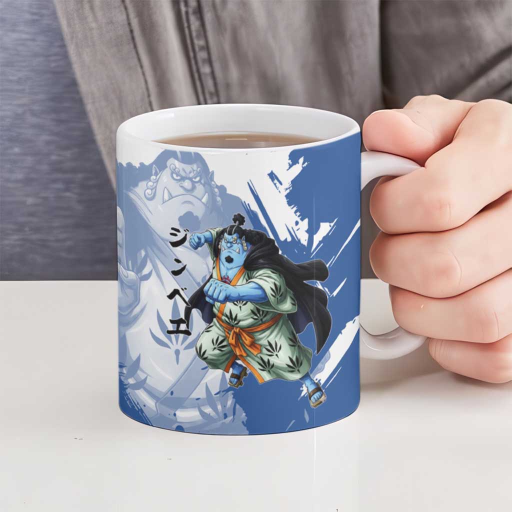 Jinbe One Piece Anime Ceramic Mug Japanese Samurai Illustration Graphic
