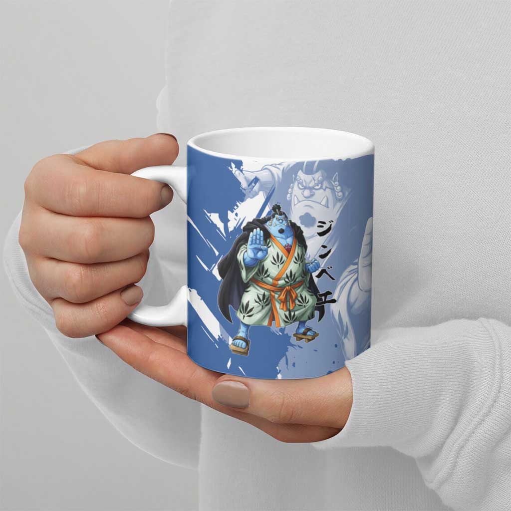 Jinbe One Piece Anime Ceramic Mug Japanese Samurai Illustration Graphic