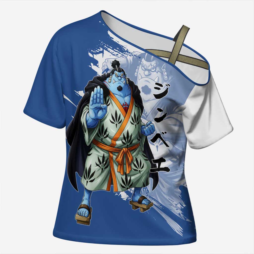 Jinbe One Piece Anime Cross Shoulder Shirt Japanese Samurai Illustration Graphic