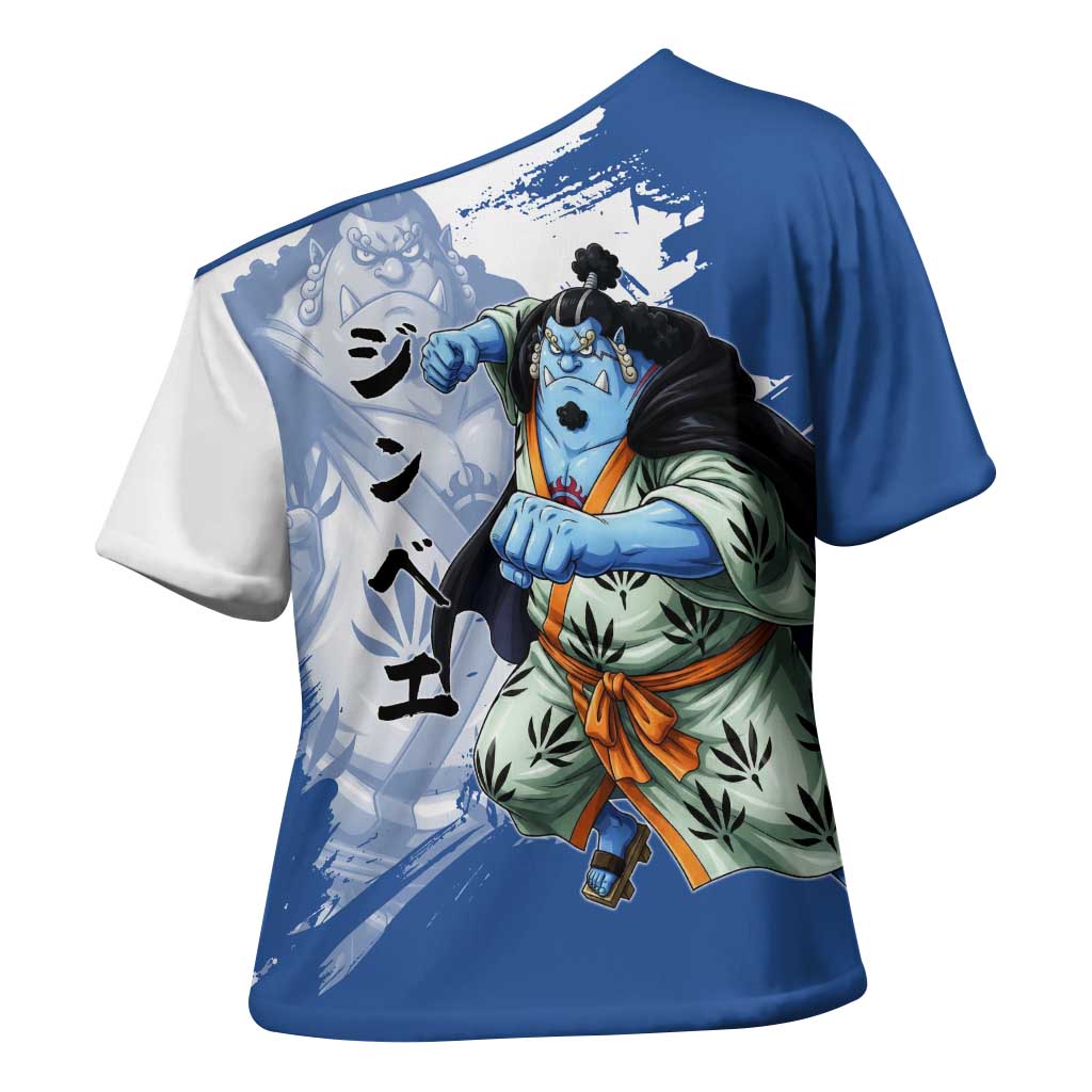 Jinbe One Piece Anime Cross Shoulder Shirt Japanese Samurai Illustration Graphic