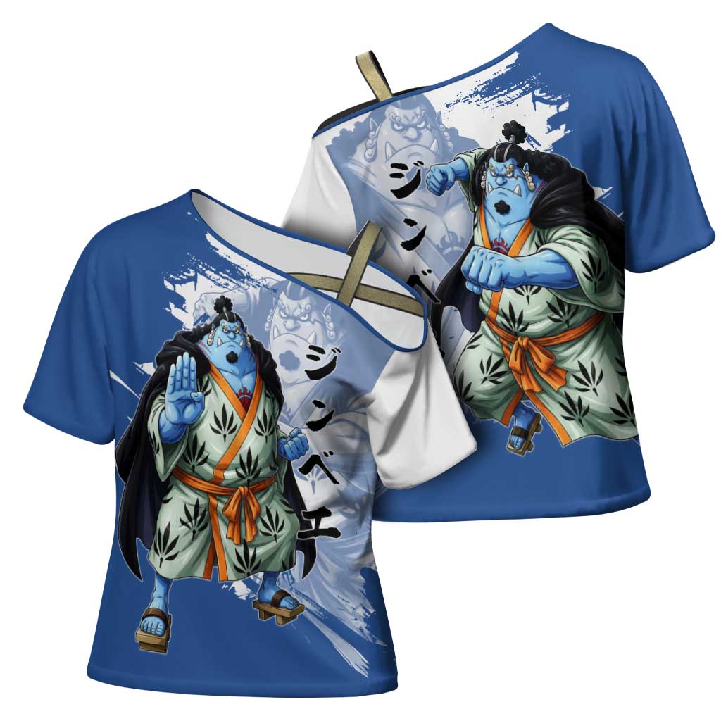 Jinbe One Piece Anime Cross Shoulder Shirt Japanese Samurai Illustration Graphic