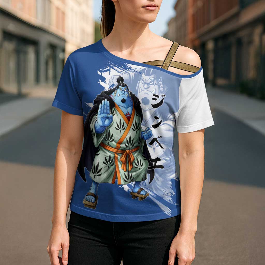 Jinbe One Piece Anime Cross Shoulder Shirt Japanese Samurai Illustration Graphic