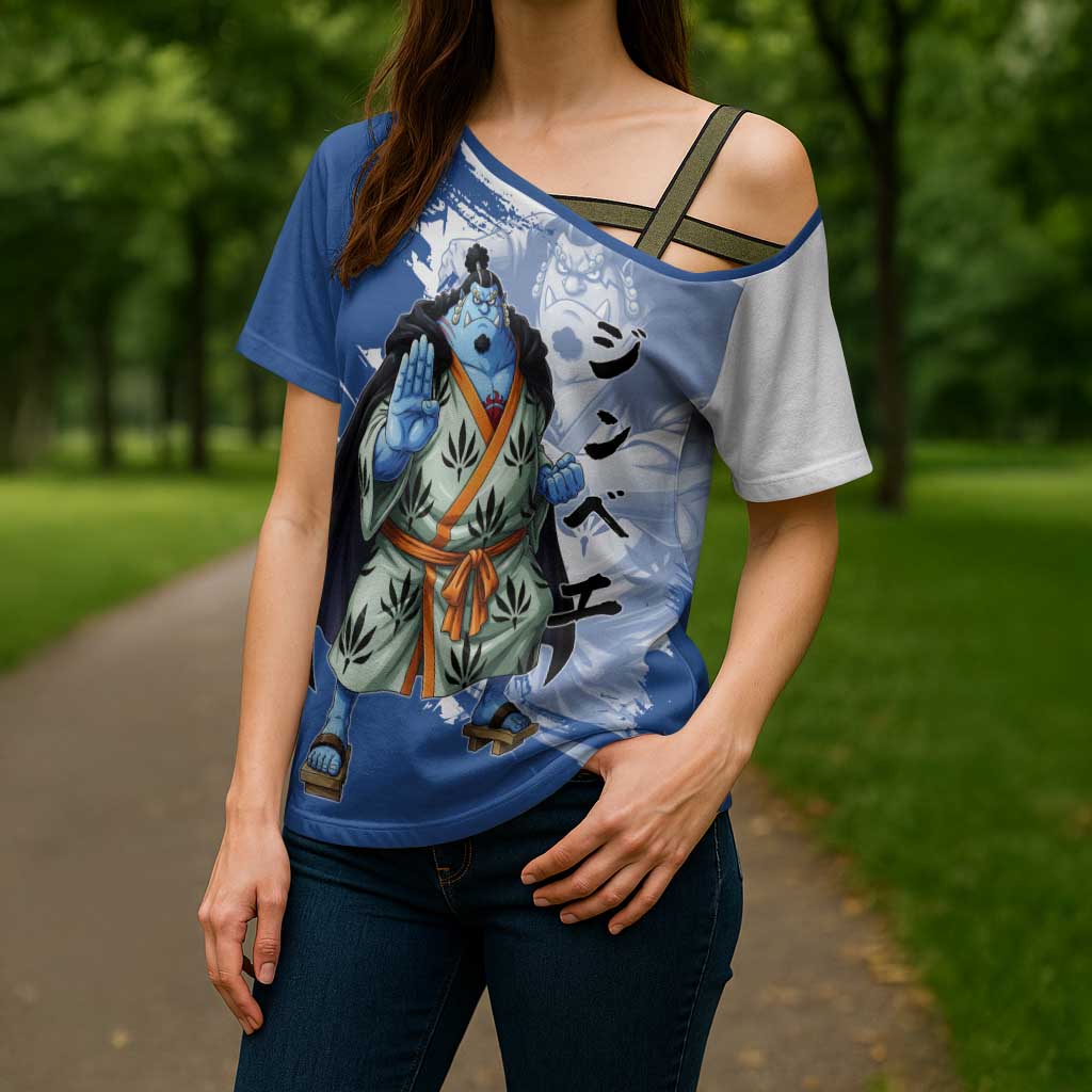 Jinbe One Piece Anime Cross Shoulder Shirt Japanese Samurai Illustration Graphic