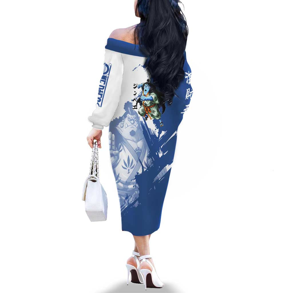 Jinbe One Piece Anime Family Matching Off The Shoulder Long Sleeve Dress and Hawaiian Shirt Japanese Samurai Illustration Graphic