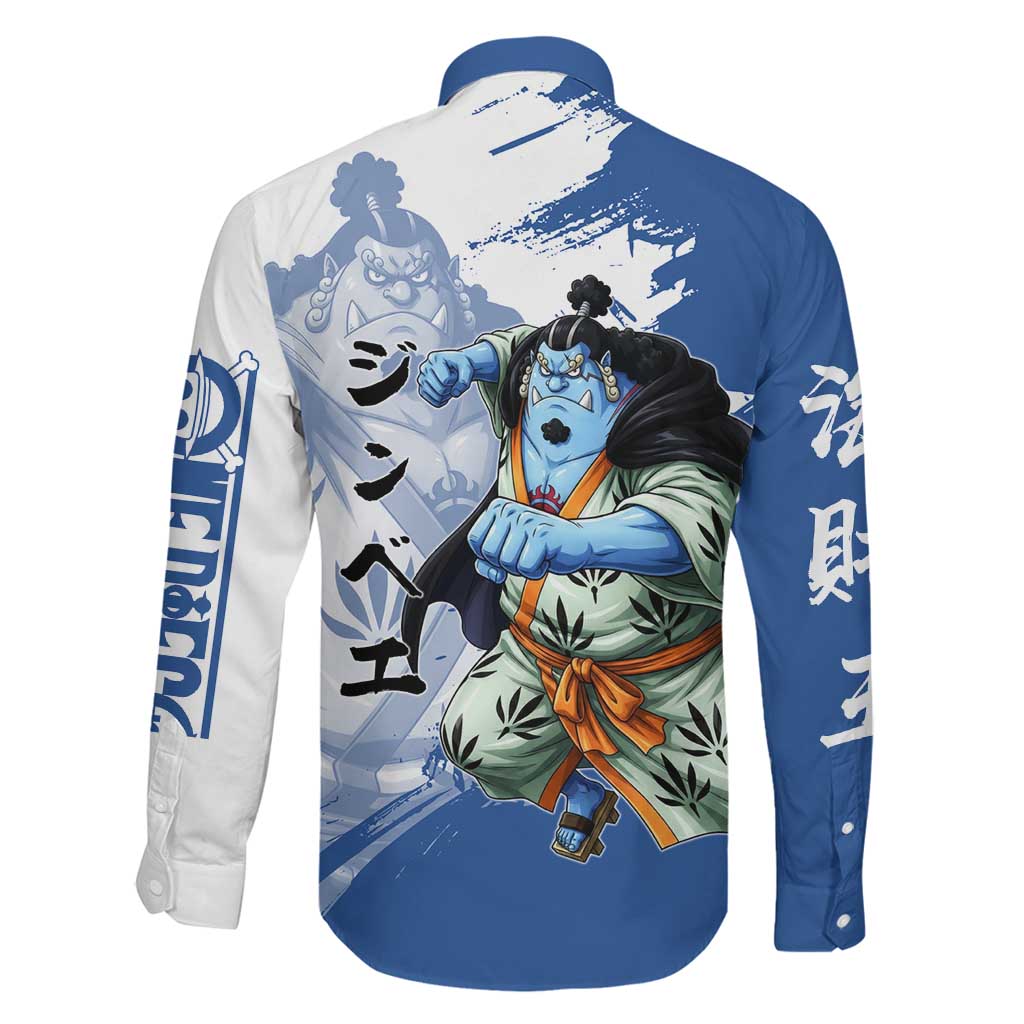 Jinbe One Piece Anime Family Matching Off Shoulder Short Dress and Hawaiian Shirt Japanese Samurai Illustration Graphic