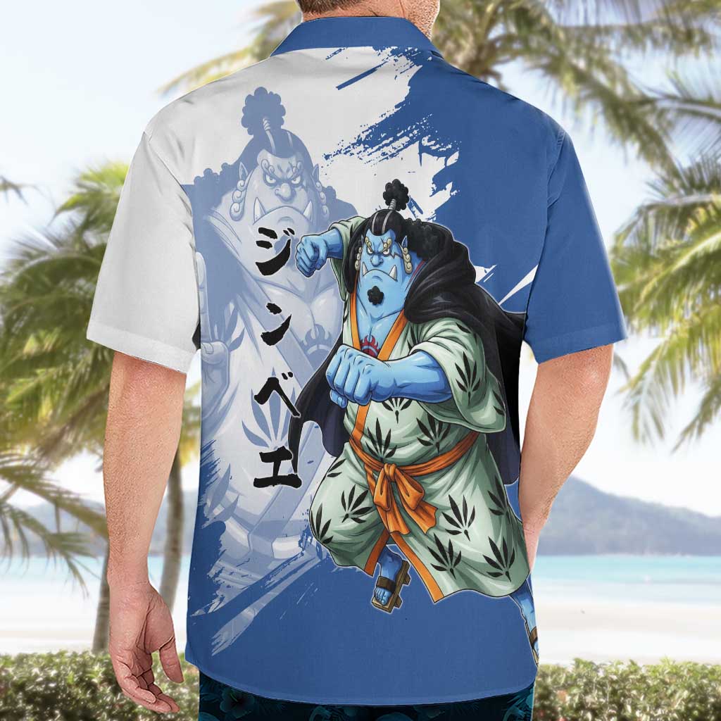 Jinbe One Piece Anime Hawaiian Shirt Japanese Samurai Illustration Graphic