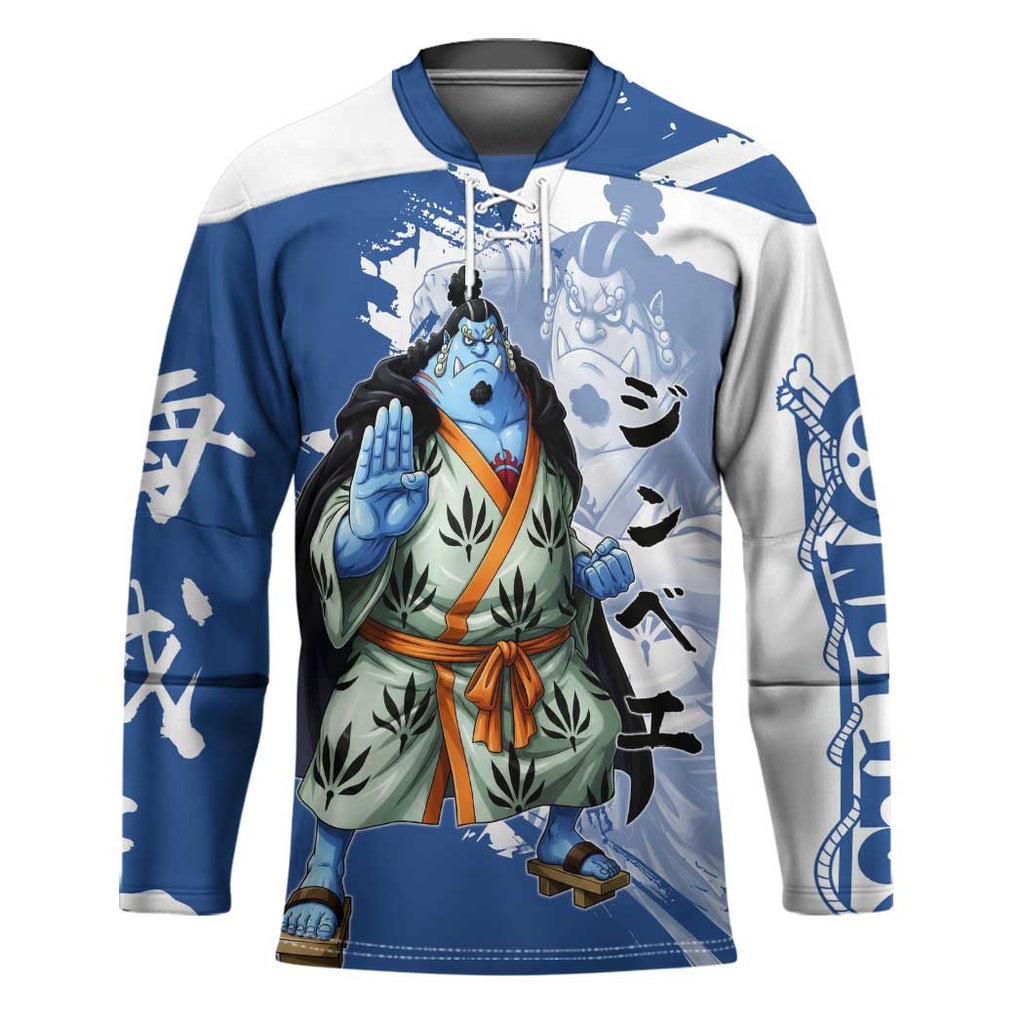 Jinbe One Piece Anime Hockey Jersey Japanese Samurai Illustration Graphic