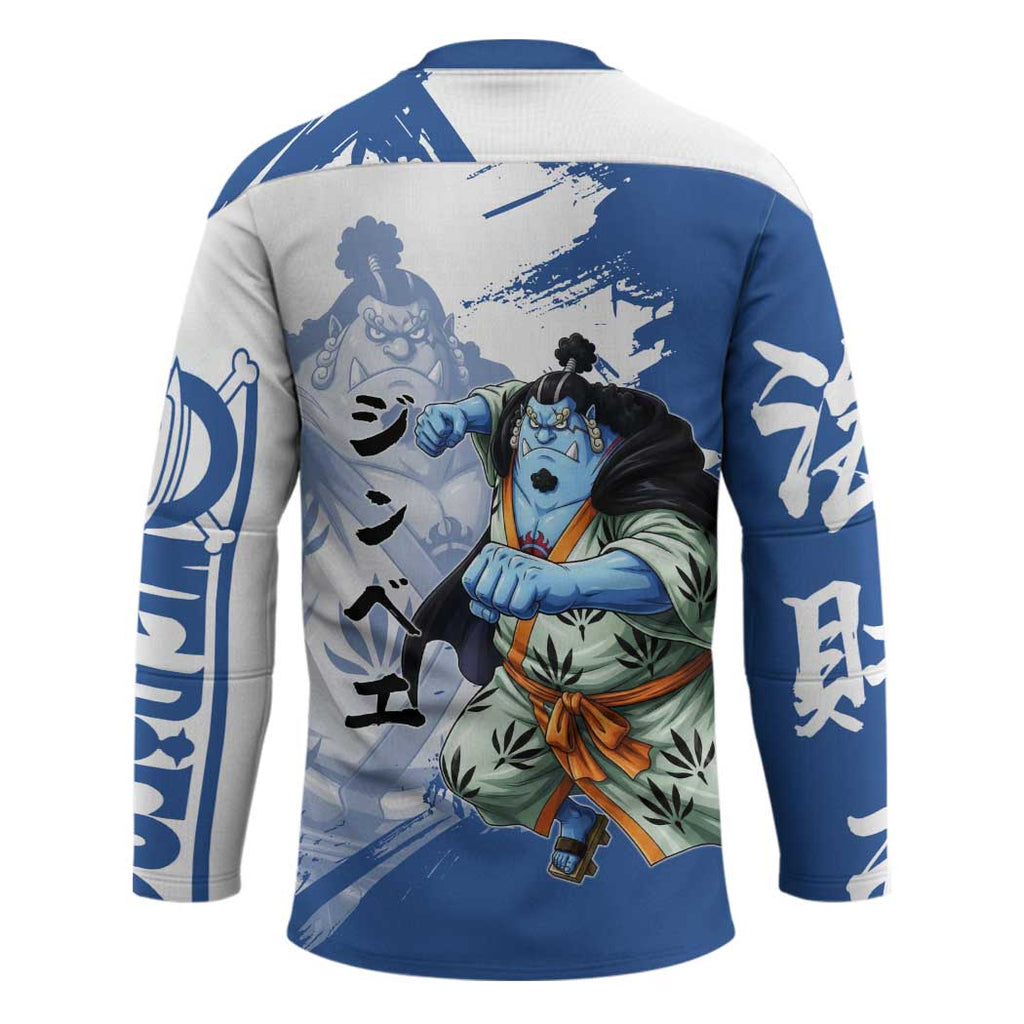 Jinbe One Piece Anime Hockey Jersey Japanese Samurai Illustration Graphic