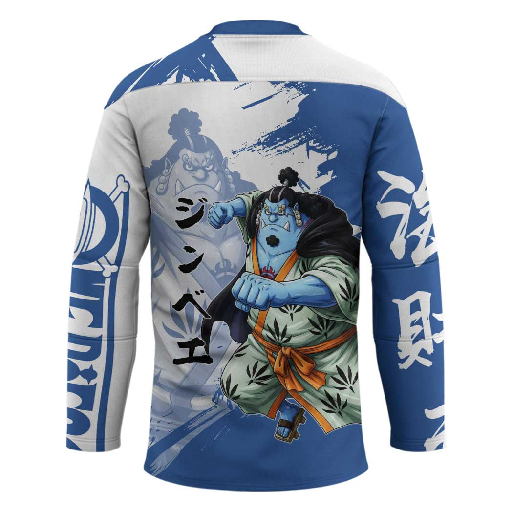 Jinbe One Piece Anime Hockey Jersey Japanese Samurai Illustration Graphic