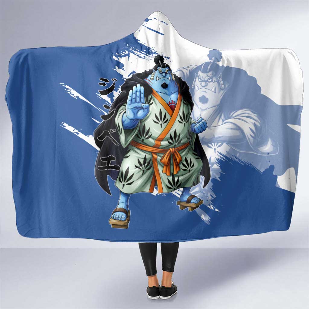 Jinbe One Piece Anime Hooded Blanket Japanese Samurai Illustration Graphic