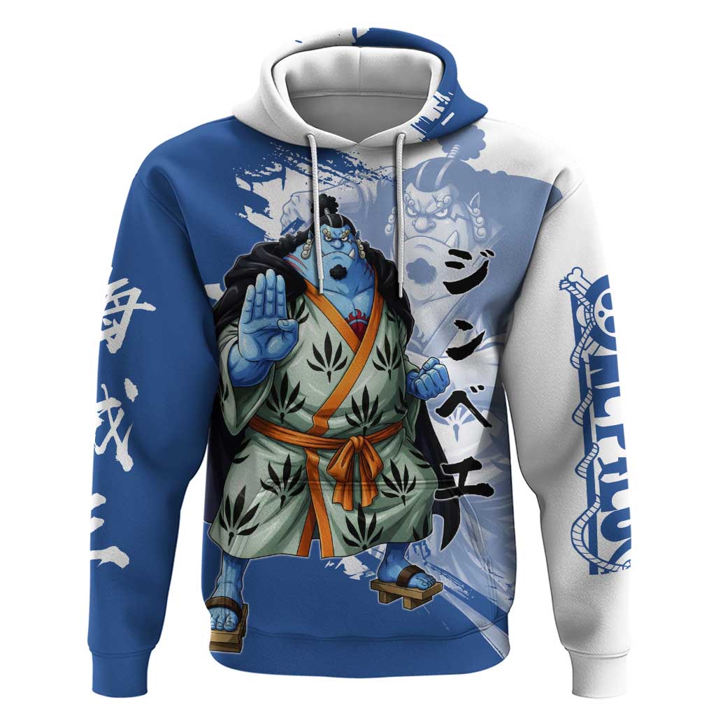 Jinbe One Piece Anime Hoodie Japanese Samurai Illustration Graphic