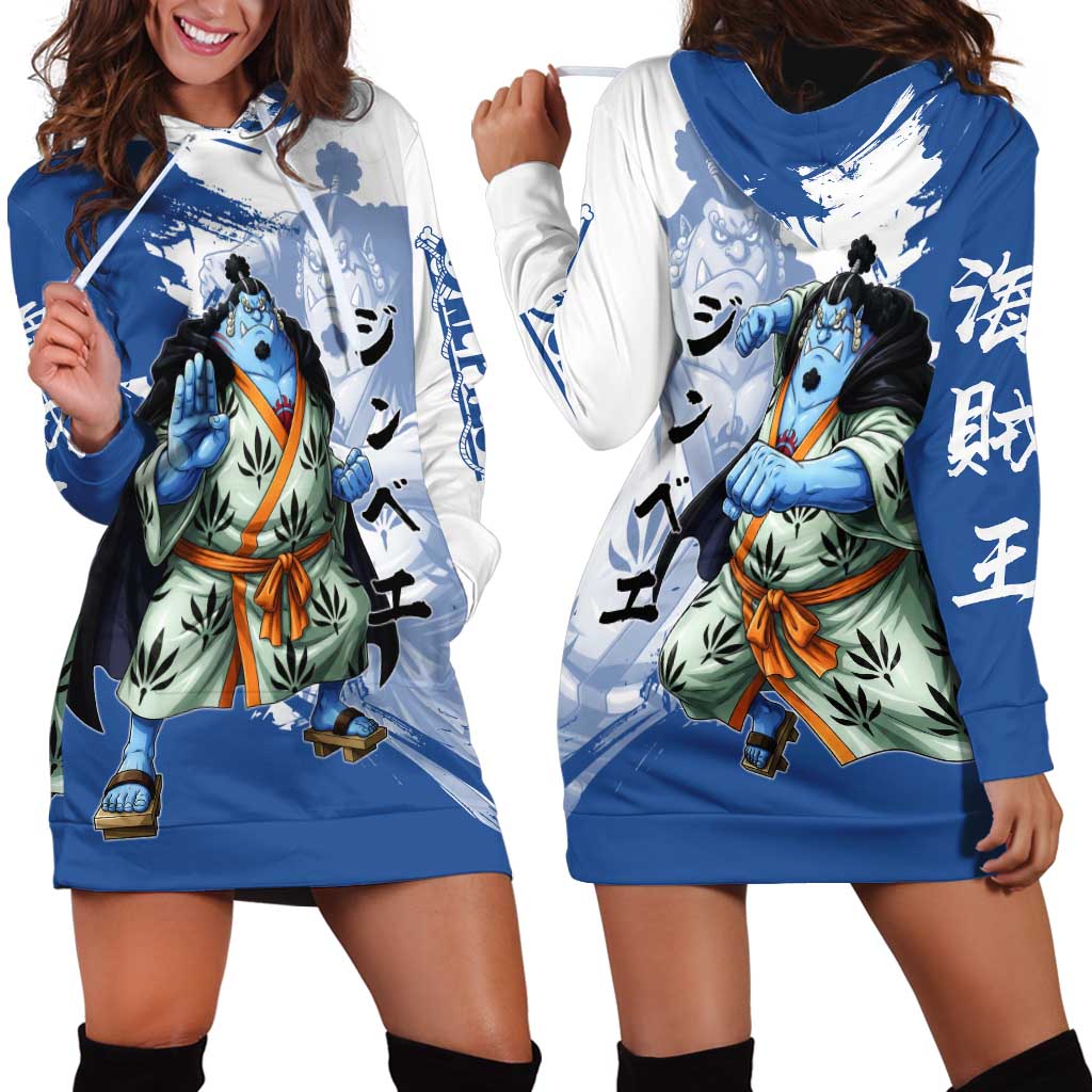 Jinbe One Piece Anime Hoodie Dress Japanese Samurai Illustration Graphic
