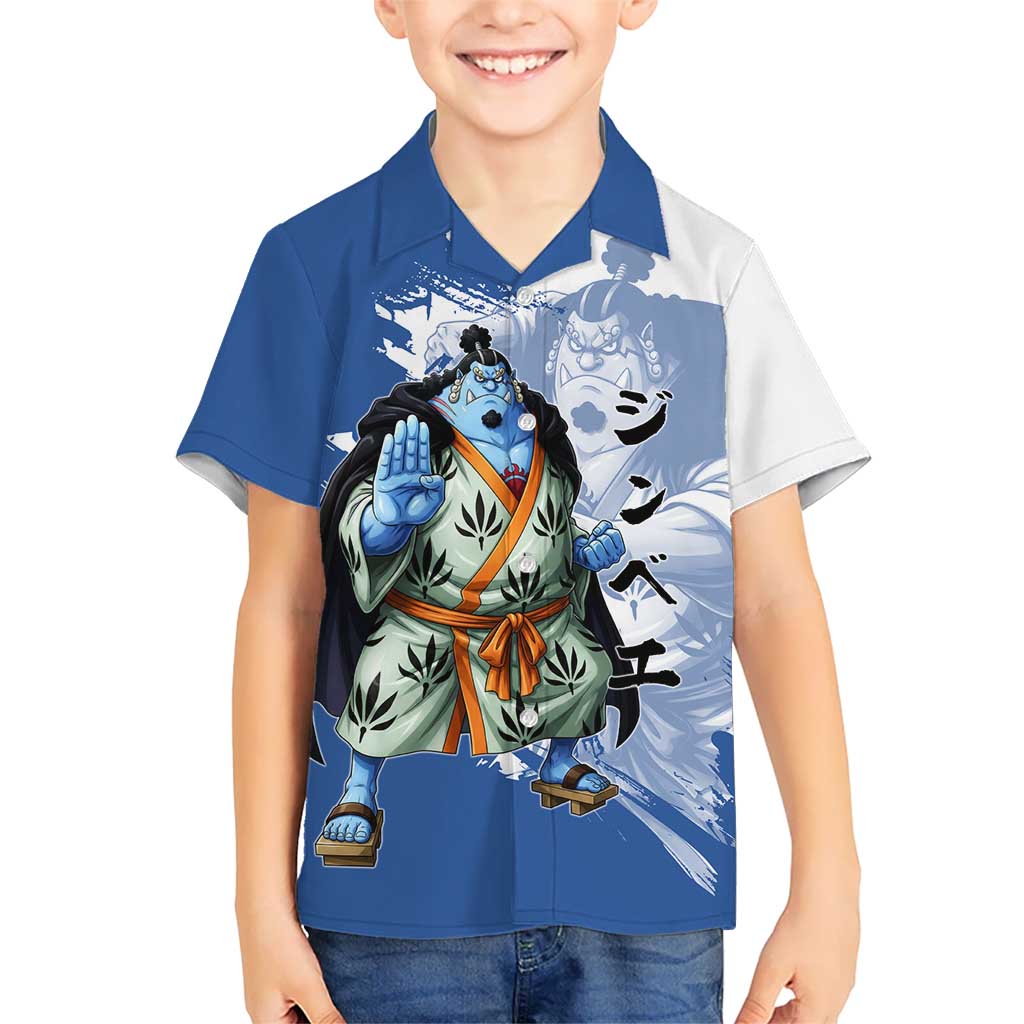 Jinbe One Piece Anime Kid Hawaiian Shirt Japanese Samurai Illustration Graphic