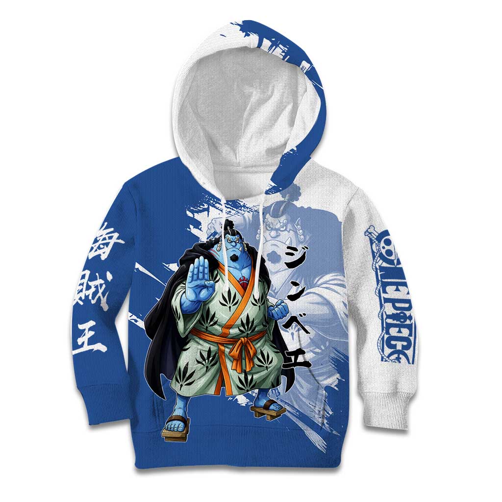 Jinbe One Piece Anime Kid Hoodie Japanese Samurai Illustration Graphic